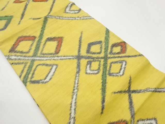 JAPANESE NAGOYA OBI / TSUMUGI / WOVEN ABSTRACT GRID